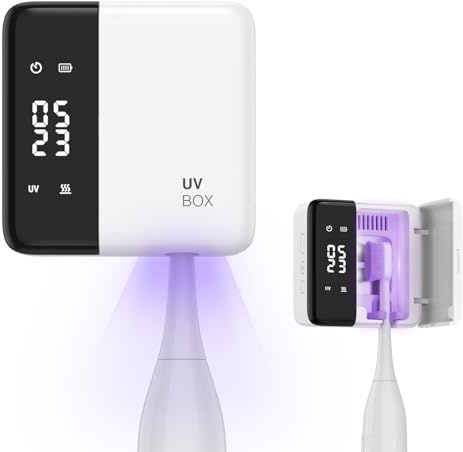 Zahnbürste Sterilisator mit UV Licht, ORIA UV Zahnbürstenhalter LED-Uhr | Desinfektion Elektrische Zahnbürste Manuelle ur Wandmontage Zahnbürsten Sanitizer Halter Trocknen