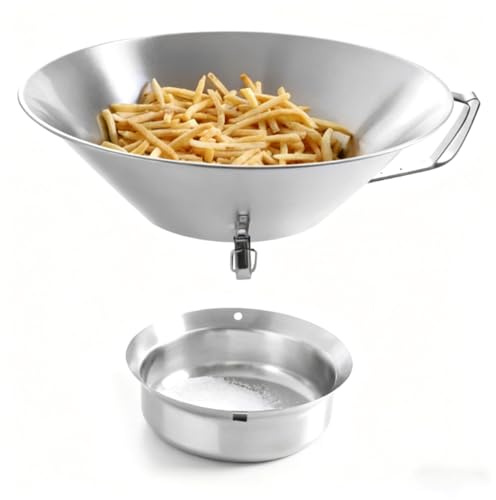 Greensen Fettabscheider aus Edelstahl 304, Ölsieb mit Auffangschale für Pommes, Frittierfett und Speiseöl – Abtropfschale für Haushalt und Gastronomie