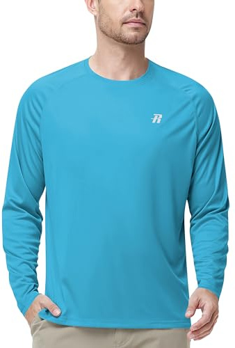 Runhit Men’s Rash Vest Long Sleeve UPF 50+, Quick Dry Lightweight UV Sun Protection Swim Top, SPF Breathable T-Shirt for Running Fishing Hiking & Outdoor