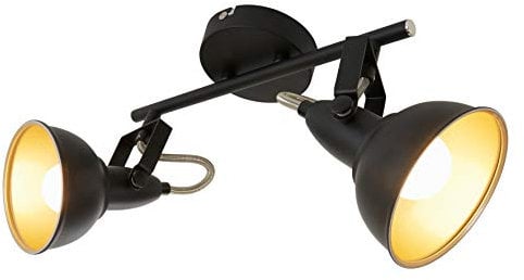 BRILONER - Deckenlampe Vintage schwenkbar, E14 Fassung, max. 40 Watt, Deckenleuchte, Lampe, Wohnzimmerlampe, Schlafzimmerlampe, Küchenlampe, Deckenstrahler, 30,4x10x18,1 cm, Schwarz-Gold