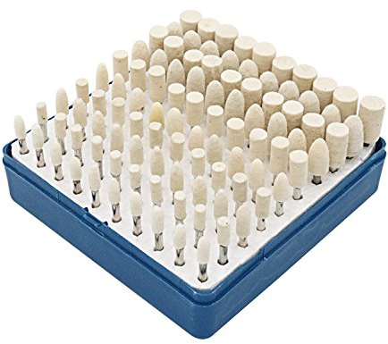 NIUPIKA Wool Felt Mounted Polishing Buff Wheels Bits Cone Polish Set Grinding Accessories Attachment for Rotary Tools 3mm Shank 100 Pcs