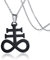 PJ JEWELLERY Leviathan Kreuz Anhänger Kirche des Satans Satanisches Symbol Edelstahlschmuck Schwefel Halskette für Männer Frauen, 24 Kette, Schwarz