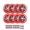 Rollerex Inline-Skate-Räder VXT500 (8 Stück oder 2 Rollen mit Kugellagern, Abstandshalter und Unterlegscheiben) (80 mm Rocket Red Lagern,