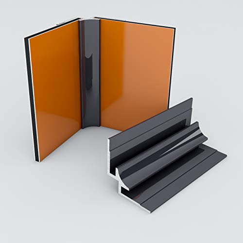 Kerabad Aluminium Profilsystem für 3mm Platten - 2 Meter - Alu-Profil für Duschrückwand Küchenrückwand - Inneneckprofil anthrazit