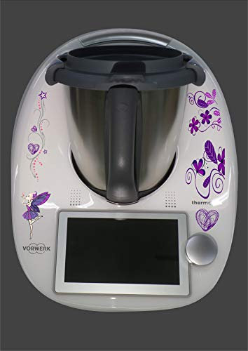 Aufkleber passend für Thermomix TM 6 Tribal Fee Blumenranke lila
