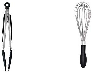 OXO Good Grips Locking Tongs with Silicone Heads, 9 inch & Good Grips Balloon Whisk, 11 inch