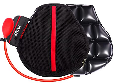 GRAND PITSTOP Motorcycle Air Seat Cushion, on The go inflate & Deflate, Pressure Relief Motorcycle Seat Pad, Shock Proof Comfortable for Motorbike Long Rides (Cruiser Premium with Air Pump)