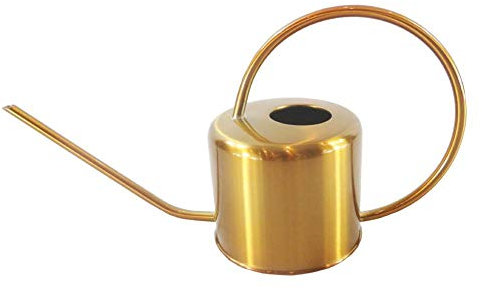 Hangarone - Regadera de jardín de acero inoxidable (1300 ml), diseño de flores de regadera de oro de pequeña flor de riego de acero inoxidable, color dorado