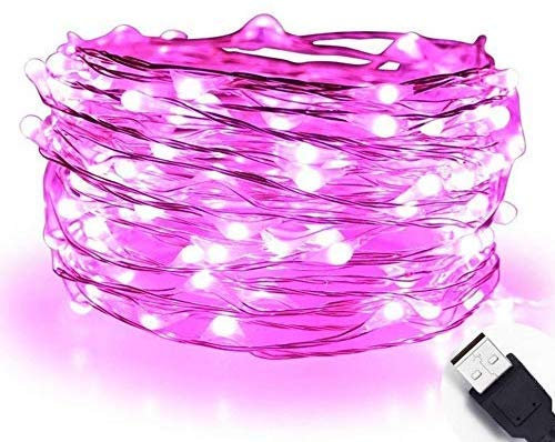 MSC 30 LED's USB Powered LED 3M Pink Coloured String Fairy Lights On Copper Cable with Light Effects, Ideal for Christmas, Xmas, Party,Wedding,Decoration Pink-USB-3M