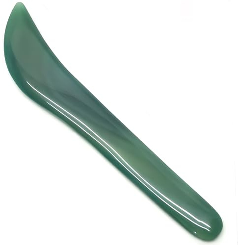 Chiloskit 11cm / 4,3natürlicher roter Achat-Messerspiegel poliert Gold Silber Schmuck Handpolier-Burnisher (grün)