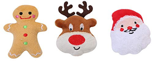 ABOOFAN 3 Stück Weihnachtshund Kauspielzeug Katzenminze Lebkuchenmann Und Santa Spielzeug für Haustier Hündchen Strumpf Stuffer