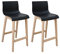 MOB-IN Tabourets d'ilot 65 cm Tanna Pieds chêne Assise Plastique Noire - Lot de 2