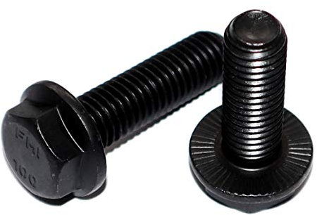 Sechskant Flanschschrauben schwarz 6x16 Stückzahl 5 Oberflächengehärtet Festigkeitsklasse 100 mit Sperr Rippen und Gewinde bis zum Kopf