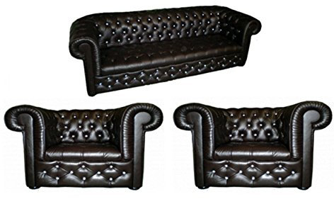 jvmoebel Designer Sofa Sofagarnitur 3+1+1 Sitzer Couch Polster Chesterfield Garnitur NAPO