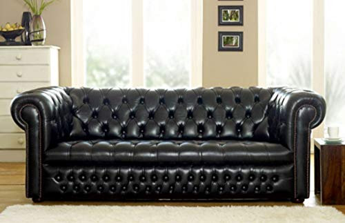 JVmoebel Chesterfield Design Luxus Sofa Polster Couch garnitur Leder Textil 3 Sitzer 106