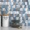 VAOVI Self-Adhesive Splashback for Kitchen,Brick Wall Tiles Stickers Peel and Stick Metal Backsplash Bathroom Tile Blue Gray-10pcs