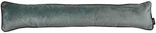 McAlister Textiles Matter Samt | Zugluftstopper mit Füllung | 18cm x 80cm in Silbergrau | wachbarer Deko Windstopper Kissen für Fenster, Türen im Designer Plüsch