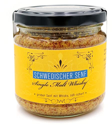 Limfood | 185g Schwedischer Whisky Senf - extra scharf aus Schweden - verfeinert mit 12 Jahre altem Single Malt Whisky
