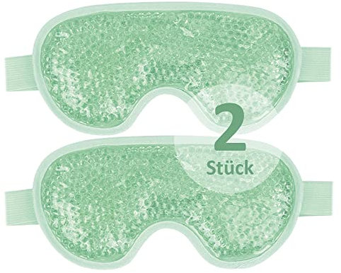 NEWGO Augenmaske Kühlend Kühlbrille Wiederverwendbare Augen Kühlpads mit Gelperlen für Heiße Kältetherapie, Geschwollene und Müde Augen, Augenringe, Migräne, Sinusschmerzen (Grün)