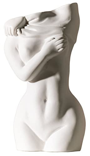 JTBDWOSK Weibliche Körpervase Nordische Stil Keramik Nackt Körper Vase Pflanzer Minimalistische Desktop Frau Körperförmige Blumenhalter für Home Bürostil,1