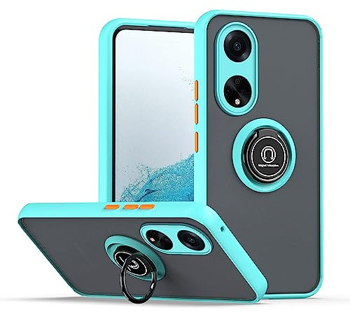 XINYEXIN Funda para OPPO A98 5G, Funda con Soporte de Anillo, TPU + PC Translúcido Anti- Arañazos Carcasa Protectora Antigolpes Case Cover - Azul Cielo