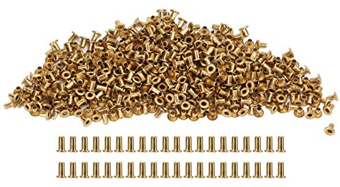 Qcwwy 500 Piezas de Remaches Huecos a Través del Orificio, Remaches Huecos de Cobre, Ojales, Placa de Circuito de Doble Cara, Juego de PCB, Remaches de Cuero, Remache de Doble Tapa, (1,5x3x3mm)