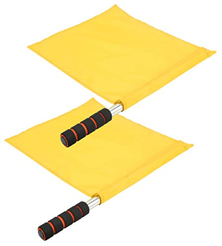 KIMISS Linienrichter-Flagge, Wettbewerb, Linienrichter-Flagge, Edelstahl, Stoffschwamm, 2 Stück, Schiedsrichter-Offizielle Flaggen, Edelstahl-Stange, Sport, Wettbewerb,