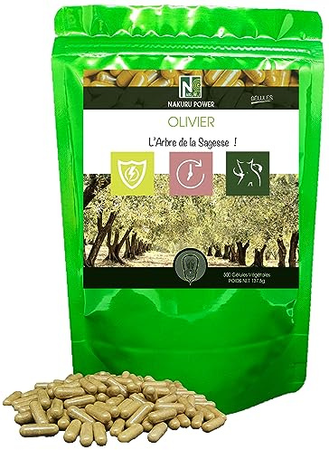NAKURU | Olivier | Gamme Power | Fabriqué en France | L'Arbre de la Sagesse! (500 Gélules Végétales de 275mg / Poids Net: 137,5g)
