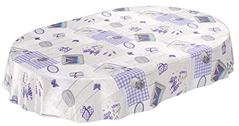 Tischdecke Wachstuchtischdecke Wachstuch Wachstischdecke pflegeleicht abwaschbar Lavendel Provance Landhaus Oval 140 x 200cm