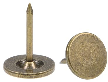 QUARKZMAN 30Pz Chiodi per Tappezzeria, Testa Piana 11mmx15mm Puntine da Disegno Chiodi Decorativi per Lavagna Sughero Mobili, Puntine per Mobili, Divani, Testate, Bronzo