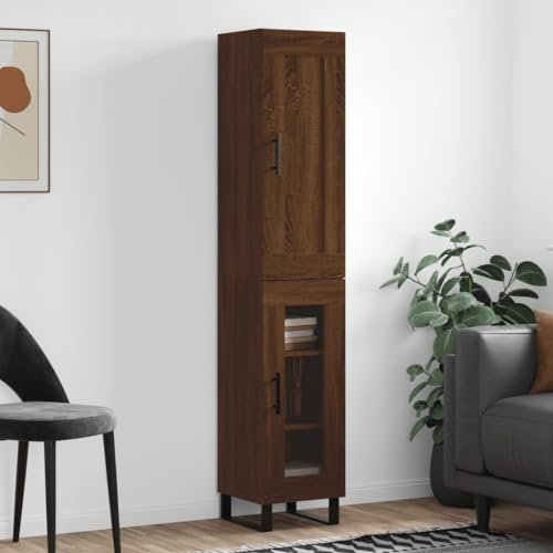 CBLDF Highboard Braun Eiche 34,5x34x180cm Holzwerkstoff