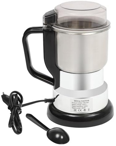Macinacaffè manuale, macinacaffè elettrico, 300 W, in acciaio inox, chicchi di caffè, cereali, noci e fagioli, grande macinaspezie con lame in acciaio inox, pennello e cucchiaio