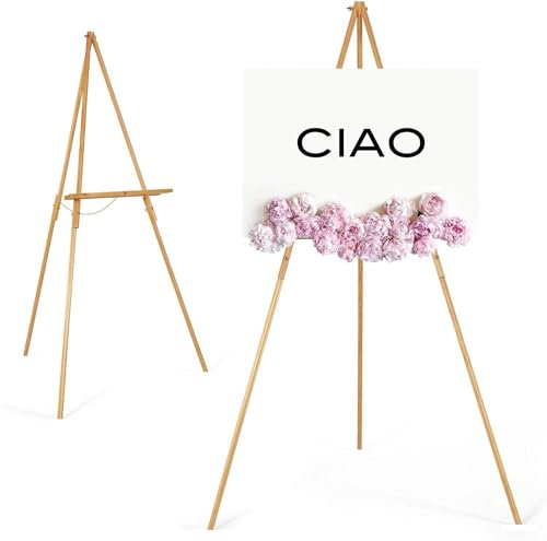 Cavalletto Pittura 160cm, Cavalletto Grande per Dipingere in Legno, Portatile con Treppiede, Regolabile Professionale, per Studio Artistico, Mostre, Matrimonio, Tableau, Quadro Disegno