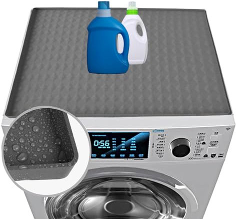 Washer and Dryer Top Protector Mat,23.58 x 19.65 Washer Dryer Covers for The Top, Foldable Silicone Rubber Mat for Washer & Dryer, Dust Cover Mat for Home Room Laundry Kitchen