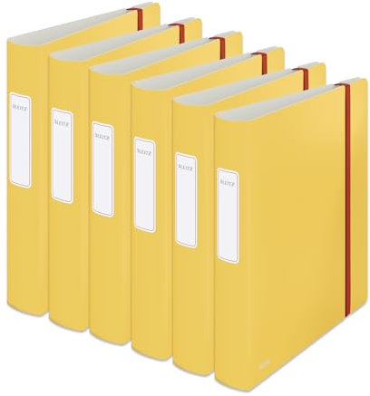 Leitz Qualitäts-Ordner 180° Active, 6er Pack, A4, 350 Blatt, 6,5 cm Rückenbreite, Gelb, Cosy-Serie, 10390019