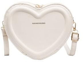 Kexpery Damen-Modetasche, weiblich, Herz-Tasche, Tragetaschen, PU-Leder, Handtasche (weiß) (weiß)