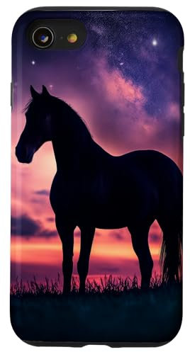 Hülle für iPhone SE (2020) / 7 / 8 Pferd Sonnenuntergang Reiten Pferdebesitzer Pferd Mädchen