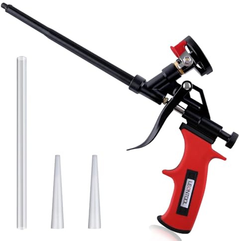 LEONTOOL Spray Foam Gun (1 Foam Gun 1 Extenders 2 Nozzles) Teflon-Coated Expanding Foam Gun, Foam Dispensing Gun, Professional Insulation Spray Application Applicator for Caulking, Filling, Sealing