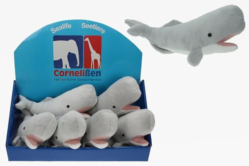 Cornelißen Kuscheltier Pottwal Zahn Wal Säugetier Länge 25 cm grau 1017119