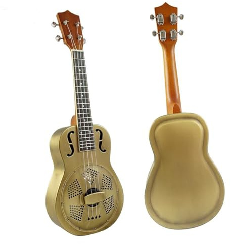 F-Löcher Matt Messing Korpus Resonator Ukulele 4-saitige Gitarre Mit Tasche Konzert-Ukelele Ukulele Set