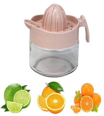 Best House | Lemon Squeezer | Manual Lemon Citrus Juicer | 300ml | PINK | Multifunctional Glass Fruit Juicer | Lemon Lime Orange Citrus Squeezer Manual Hand Press Juice (Pack of 1)