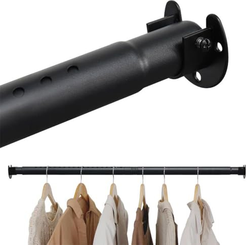 FASTDEPLE Extendable Wardrobe Rail 40 to 212 CM - Heavy Duty Hanging Pole for Cabinet, Cupboard and Clothes
