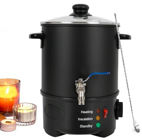 Fundidor de Cera para Hacer Velas, 4L Olla Eléctrica Para Derretir Velas, Fundidor De Cera Velas con Boquilla Vertedora y Control de Temperatura, Kit de Fabricación para Velas, Fácil de Verter