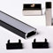 AFTERTECH 1metro 1506N 15x6mm Profilo Alluminio Nero Piatto con Copertura 1m Per Strisce Strip LED Barra Rigida 1MT + Cover Opaca (1x 1m 1506N fog)