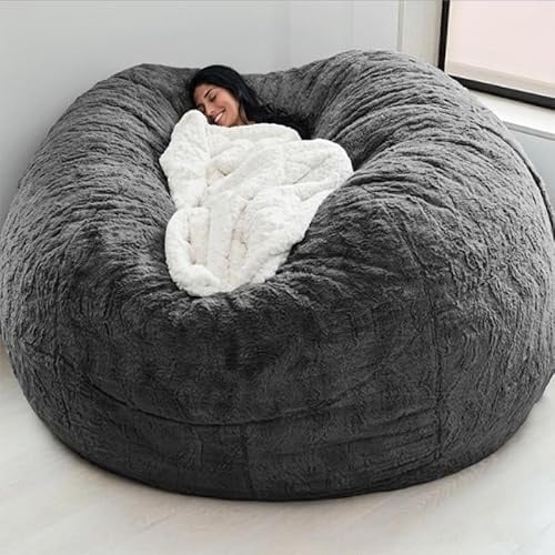 Riesiger Sitzsack-Stuhl, weiches flauschiges Fell, bequemes 2,13 m großes Erwachsenen-Sitzsack-Bett