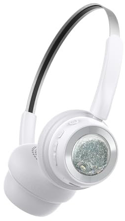 BEVCEFCC Over Ear Bluetooth Kopfhörer, Faltbare Kopfhörer Kabellos, Bequeme Passform, Faltbares Leichtes Headset, Bluetooth Headsets mit Mikrofon für Telefon PC Reisen (Weiß)