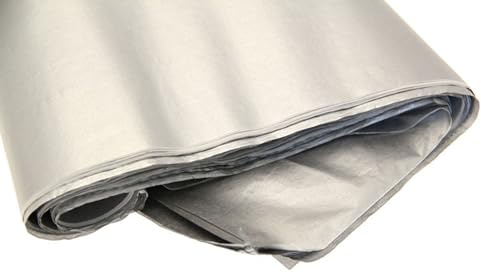 Pack of 10 x Vibrant Tissue Paper 500mm x 750mm for Gift Bags, Wrapping, Flowers, Wedding, Arts Crafts - Quality Acid Free (Metallic Silver)