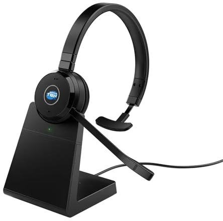 SIMPLETEK - USB-A Wireless Mono-Kopfhörer mit Ladestation, Dual gleichzeitige Verbindung, Busylight, USB Dongle im Lieferumfang enthalten