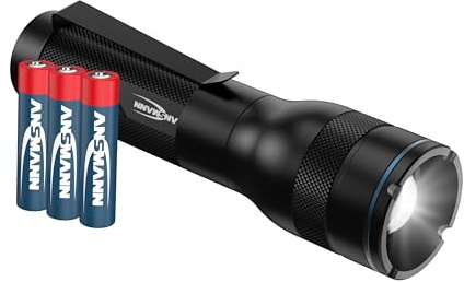 Ansmann LED Adventure Taschenlampe, leistungsstarke robuste Outdoor Taschenlampe mit drei Leuchtmodi bis zu 470 lm, batteriebetrieben, sehr hell und zuverlässig, ideal für Camping & Angeln