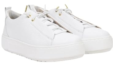 DESA Damen-Schnürschuhe aus echtem Leder – bequem und lässig für den Alltag | Weiß - 37